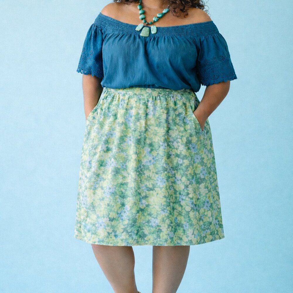 Norton McNaughton - Lt Green Floral Midi Pleated Skirt - Womens 20W